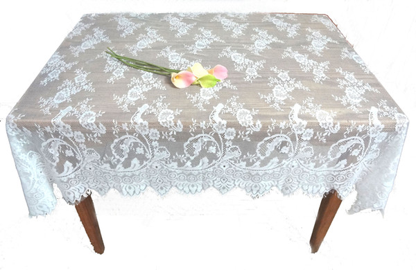 130*150cm Oblong Lace Jacquard Wedding Tablecloths Party Home Decor Washable Vintage Kitchen Dining Table Cloths Floral Textiles Decoration