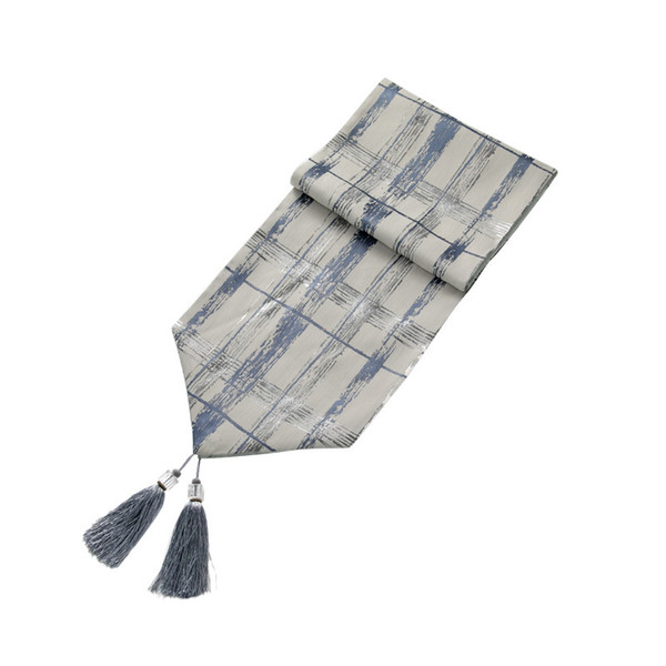 light luxury gray blue checked table runner jacquard table cover towel geometric coffee mat cabinet cloth