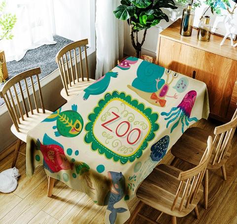 Wholesale 3D Printed Cartoon Zoon Polyester Tablecloth Wall Hanging Tapestry Throw Blanket Kids Tablecloth Party Decorative Table Cover