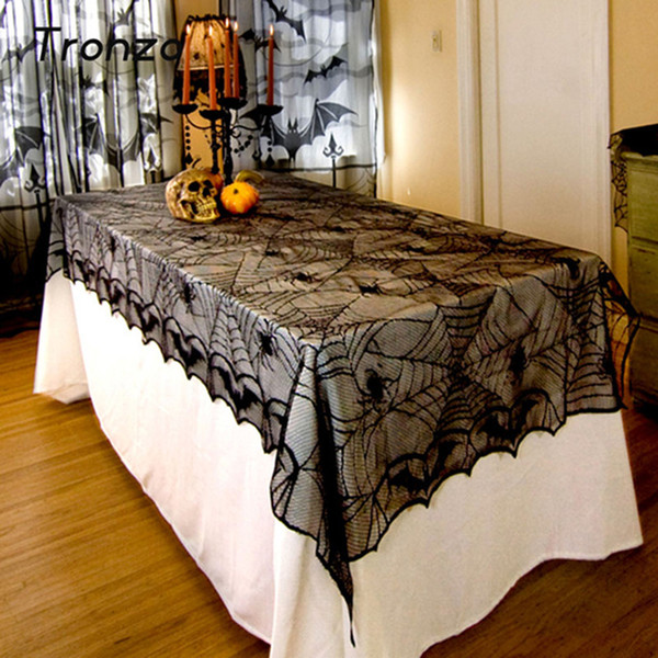 Lace Black Spider Web Halloween Decoration For Home Party Props Rectangle Table cover Table cloth Overlay