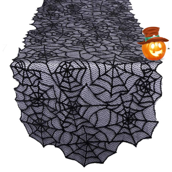 Polyester Lace Tablecloth, Black Spider Web - Perfect for Halloween,Dinner Parties and Scary Movie Nights for home decoration