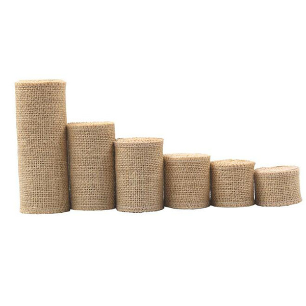 Long Natural Jute Burlap Roll Ribbon Burlap Table Runners Wedding Party Chair Bands Vintage Home Decor QW9808