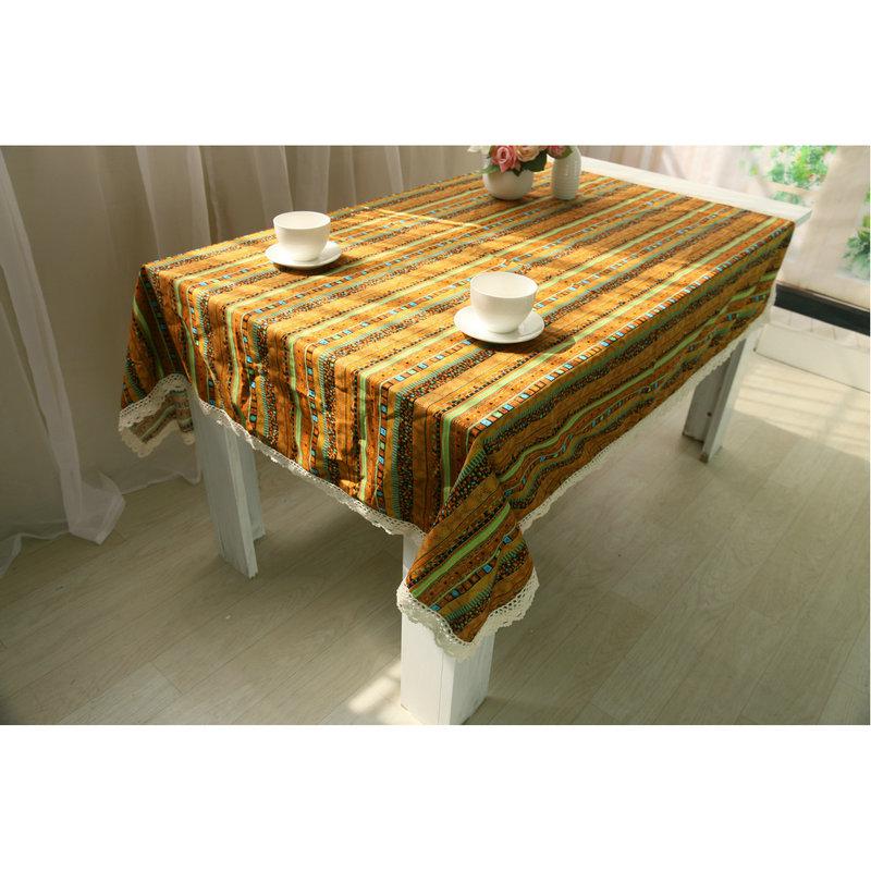 Yellow Striped Table Cover Rectangular Cotton Linen Table Cloths, Washable Tablelinens Dinner Picnic Table Cloth Home Decoration 10-Size