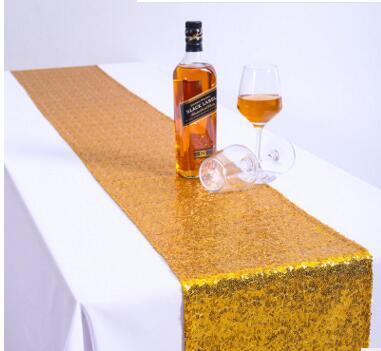 30*275cm Fabric Table Runner Gold Silver Sequin Table Cloth Sparkly Bling for Wedding Party Decoration Products Supplies