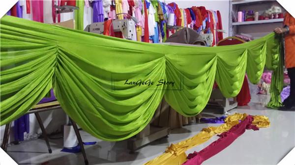 Free shipping ice silk swags \apple green table skirt swags wedding backdrop/stairs decoration/6m long