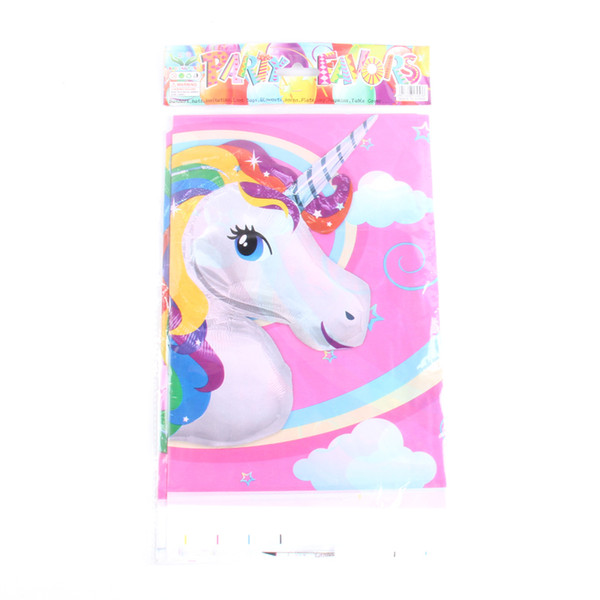 6pcs/lot Unicorn Theme Cartoon Plastic Tablecloth Kids Baby Shower Happy Birthday For Boy Girl Gift Party Decoration Supplies