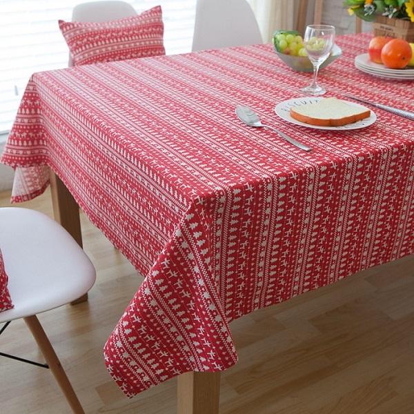 Linen Table Cloth White Deer American Style Printed Christmas Tablecloth Nappe Table Cover Manteles Para Mesa Toalha De Mesa