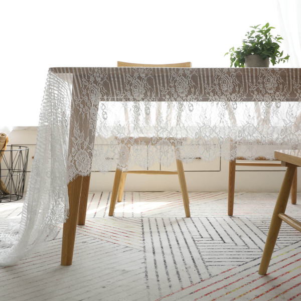 Flower Lace Table Cloth Translucent Tea And Coffee Tablecloth White Stripe Literature Art Bar Table Cloth