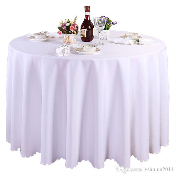 1 pieces White Round Polyester Wedding Tablecloths Table Covers Table Cloth Decorations Banquet Home Outdoor High Quality