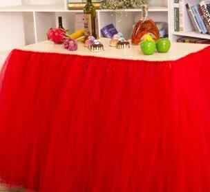 Top quality Solid Restaurant tulle table skirt European style wedding banquet festival party decor 1 Pc Wholesale