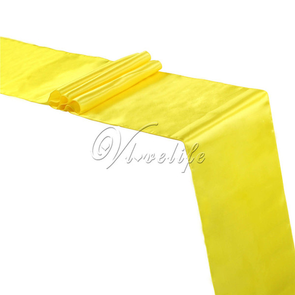 Free shipping Yellow Satin Table Runner 12