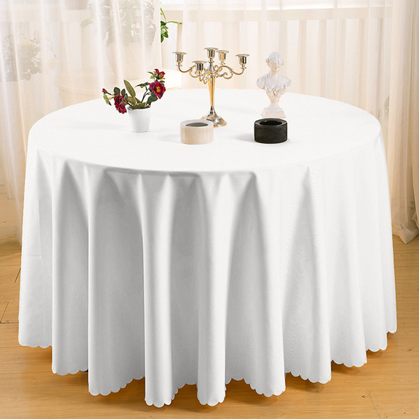 63 Inch Round Table Cloth Tablecloth Polyester Easy Care Plain White Table Cloth for Wed Event Banquet Party Dining Room Tablecloth