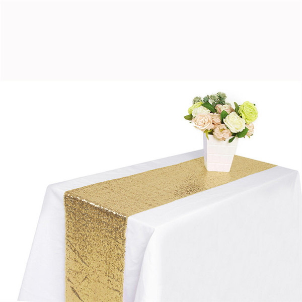 New Hot Sequin Satin Table Runner Glitter Tablecloth Wedding Party Banquet Venue DIY Decoration Accessories Textiles 30X300cm