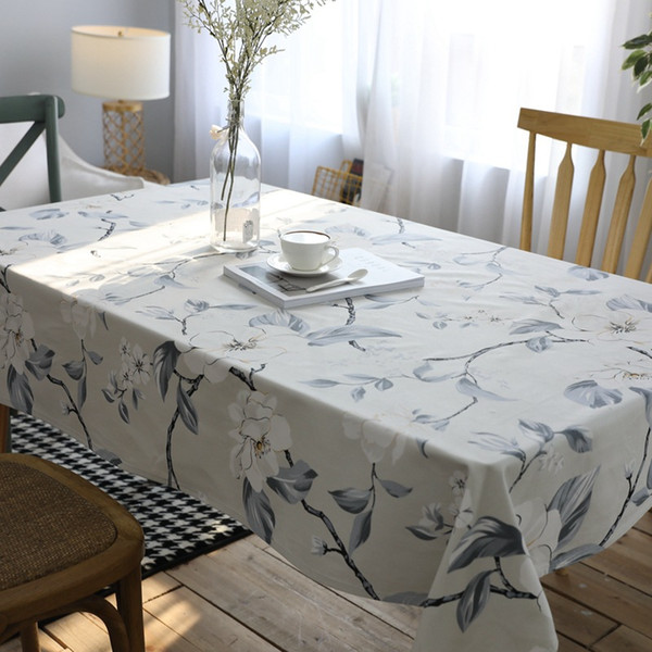 Tablecloth IVERY 100% Cotton Machine Washable Fabric Everyday Kitchen Floral Print Table cloth For Holidays Summer Spring Picnics Rectangle