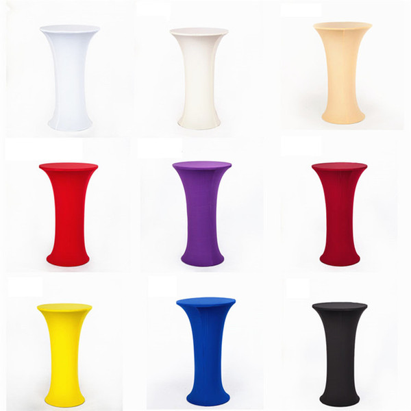 Good Quality 17 colors Available Lycra Spandex Table Cover Table Cloth for Round Bar Cocktail Table