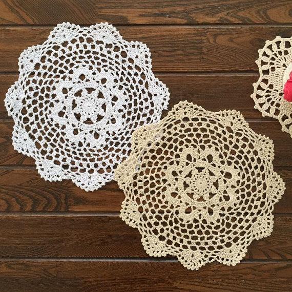 Lot of 6 pcs, 25CM Round doilies, 100% handmade coasters, table mats for home decor, hand crochet doilies , white and beige color abailable