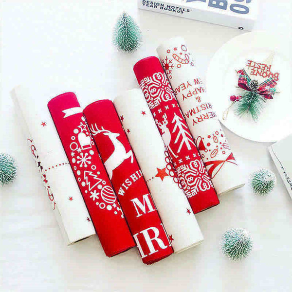 Christmas Table Cloth Christmas Ornament Cotton Printed Table Covers Snowflake elk snowman Santa Cartoon Xmas table Flag decor 28*270cm