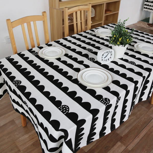 Factory direct Scandinavian black and white simple cotton and linen tablecloths coffee tablecloth tablecloths decorated cloth