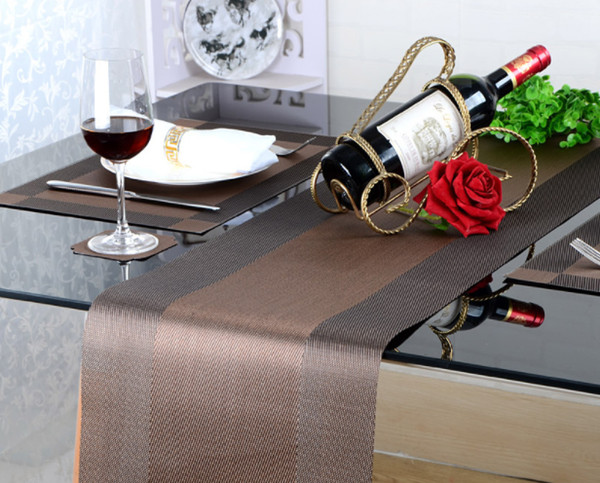 European PVC Table Runner Luxury Long Tablecloth Easy To Clean And Quick-drying Breathable Table Mat Coffee Flag Q388