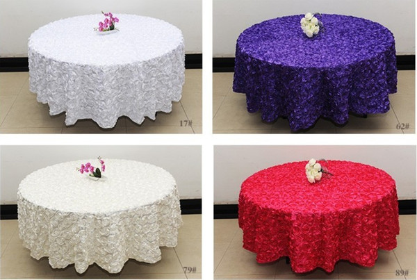 Whosale White color 2.6 m Wedding Round Table Cloth Overlays 3D Rose Petal Tablecloths Wedding Decoration Supplier 7 Colors Free Shipping