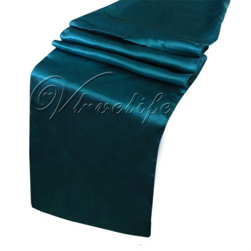 Free Shipping 10PCS New Teal Blue Satin Table Runners 12