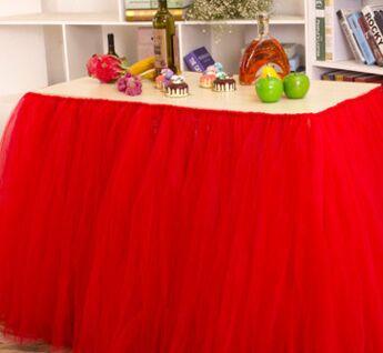 Top quality Solid Restaurant tulle table skirt European style wedding banquet festival party decor 1 Pc Wholesale