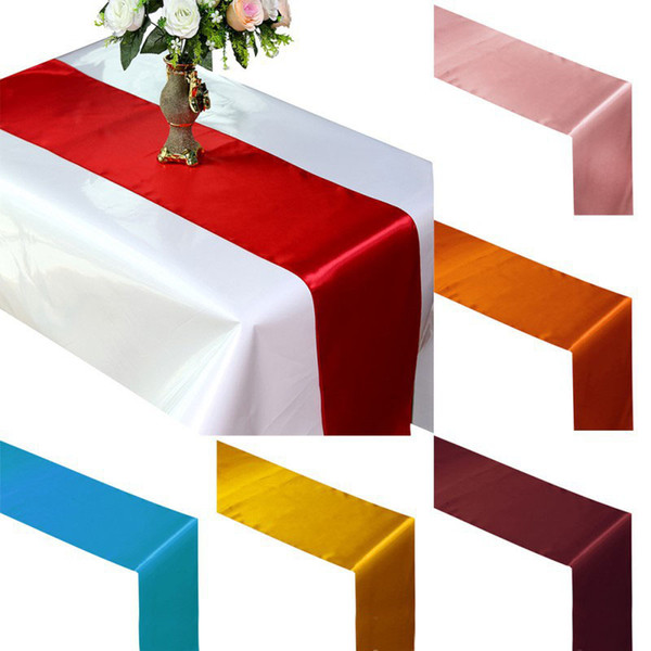 Table Runner Satin Table Runners for Wedding 12X108 inch Satin Ribbon Cloth Table Runner Flag of Wedding Banquet Decoration ZA4422