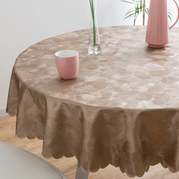 Luxury Round Table Cloth Top Damask Jacquard Tablecloth Waterproof Dining Table Cover Mat for Home Kitchen Dinning Decor Party