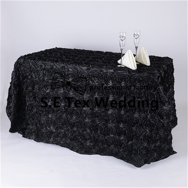 Wholesale Price Rectangular Satin Rosette Table Cloth \ Wedding Tablecloth For Party Event Decoration