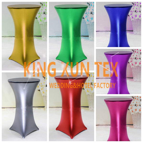 5pcs Bronzing Coated Lycra Spandex Cocktail Table Cover \ Table Cloth For Wedding Event Decoration Free Shipping