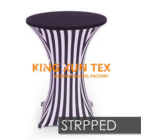 Nice Looking Strpped Or Checker Printed Lycra Spandex Cocktail Table Cover \ Cheap Wedding Table Cloth Free To Door Shipping