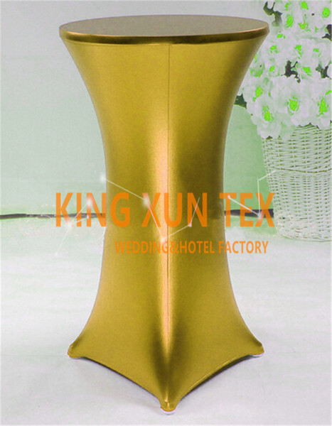 Nice Looking Bronzing Coated Lycra Spandex Cocktail Table Cover \ Table Cloth For Wedding Event Decoration Free Shipping