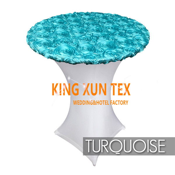 New Design Lycra Spandex Cocktail Table Cover \ Table Cloth Top With Satin Rosette Fabric Free Shipping