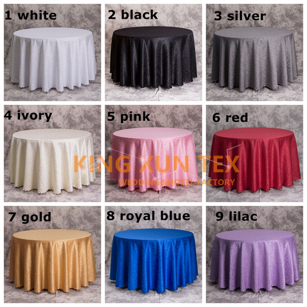 Wholesale Price Round Jacquard Damask Table Cloth Cheap Tablecloth For Wedding And Event Decoation Free Shipping