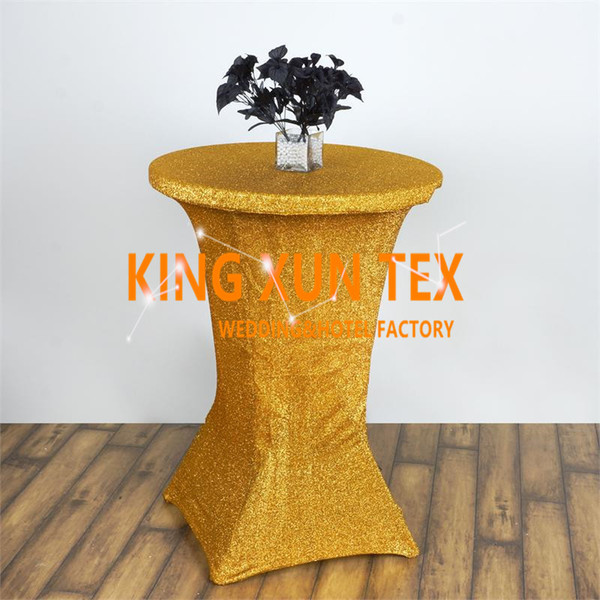 Gold Or Silver Color Lycra Spandex Cocktail Table Cover \ Table Cloth For Wedding And Event Decoration