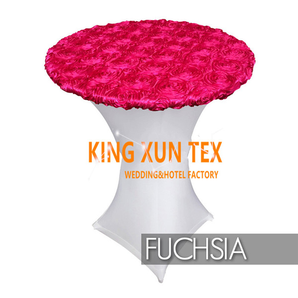 Good Looking Lycra Spandex Cocktail Table Cover \ Table Cloth Top With Satin Rosette Fabric Free Shipping