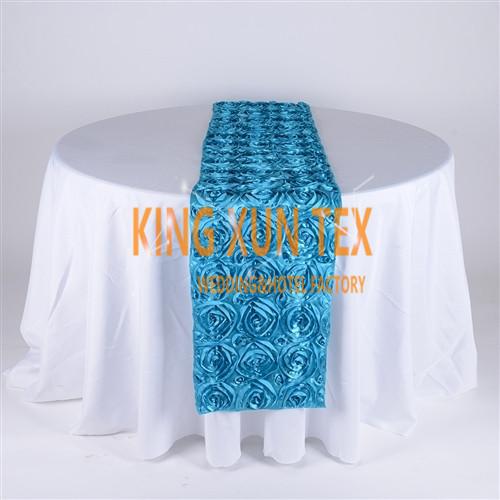 30PCS Lot Satin Rosette Table Runner Fit On Table Cloth For Wedding And Event Decoration Free Shipping