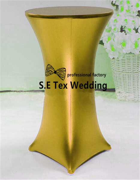 5pcs Lot Bronzing Coated Lycra Spandex Table Cloth \ Cocktail Table Cover For Wedding And Event Decoration