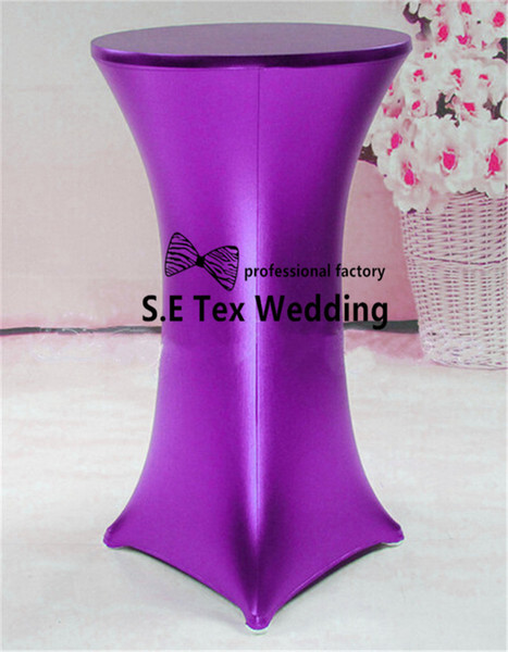 Cheap Price Bronzing Coated Lycra Spandex Table Cloth \ Cocktail Table Cover For Wedding And Event Decoration