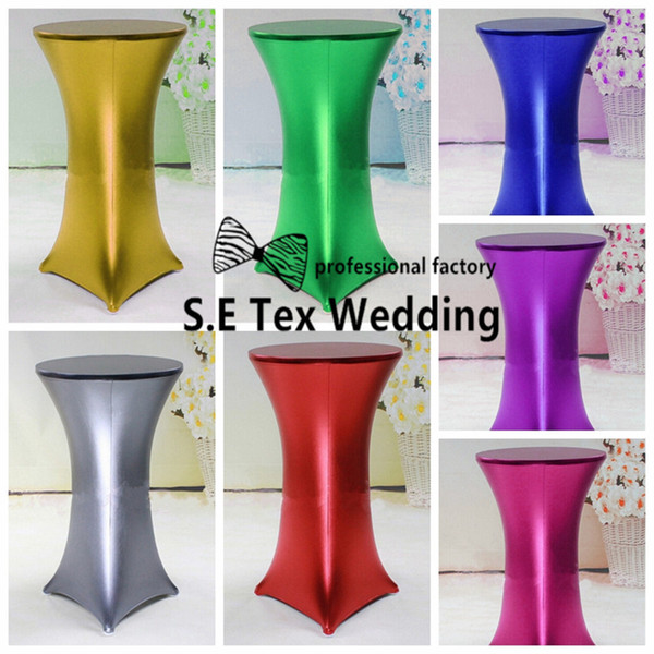 New Design Bronzing Coated Lycra Spandex Table Cloth \ Cocktail Table Cover For Wedding And Event Decoration