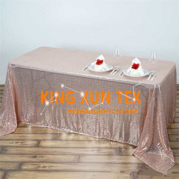 6ft or 8ft Long Rectangular Sequin Table Cloth For Party And Event Decoration \ Cheap Wedding Tablecloth