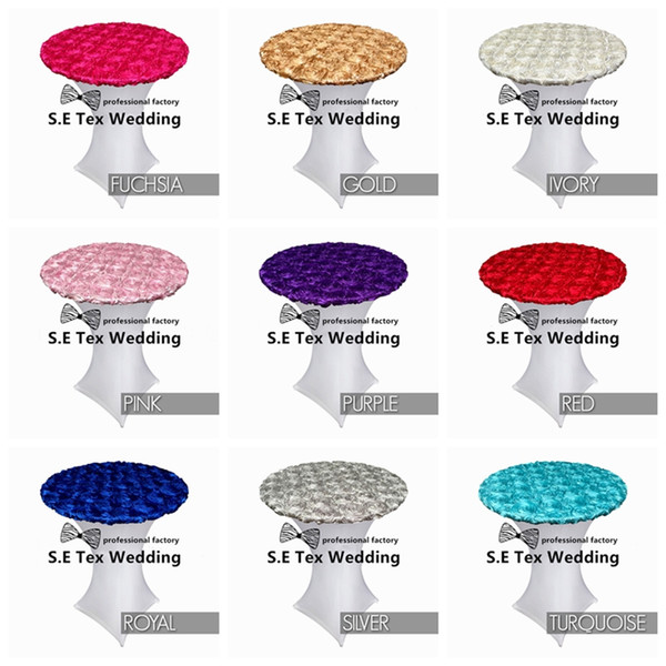 Top With Satin Rosette Lycra Spandex Cocktail Table Cover \ Wedding Table Cloth Free Shipping