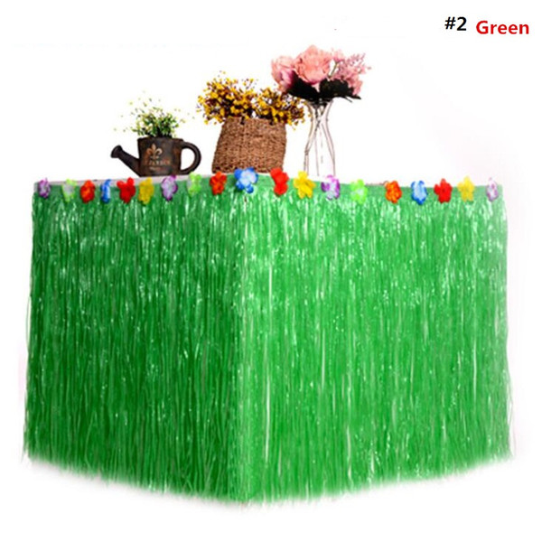 Colorful Luau Grass Hula Flower Table Skirt Tableware Halloween Table Dress Hawaii Dance Party Decoration Christmas New Year