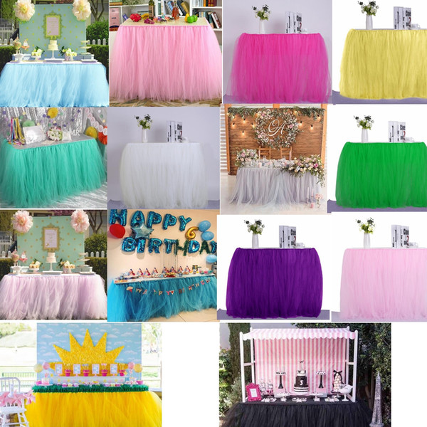 Home Textiles Wedding Party Tulle Tutu Table Skirt Birthday Baby Shower Wedding Table Decorations Diy Craft GGA424 12PCS