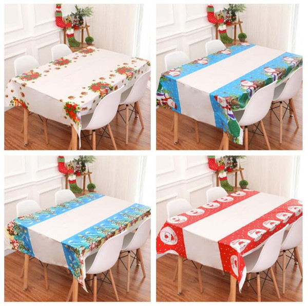 Disposable Christmas Tablecloth decorations PVC Kitchen Dining Table Covers Rectangular Tablecloths Xmas party New Year Ornaments 43*71 inch