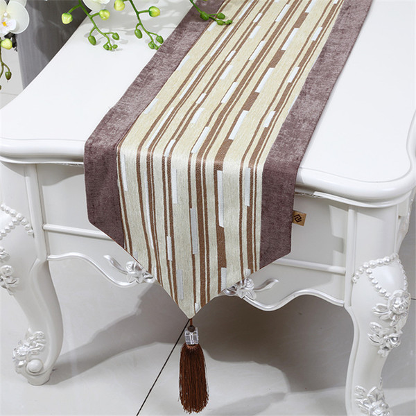 Free shipping cotton table flag coffee talbe runner simple modern European classical chenille striped bed flag