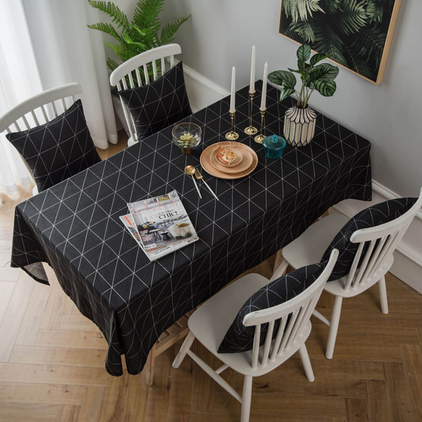 Table Cloth Modern Minimalist Tablecloth Black and White Geometric Tablecloth Cotton Linen Art Desk Decoration Cover Cloth
