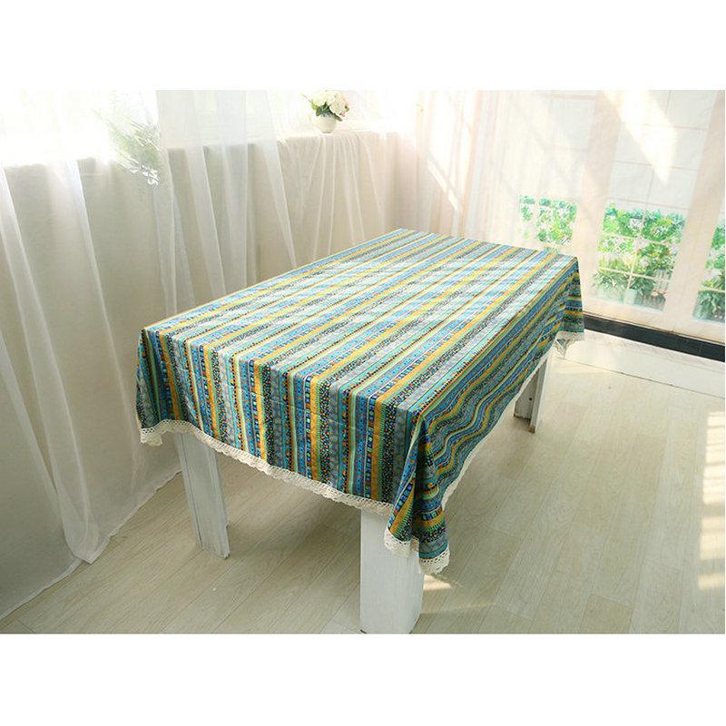 Rustic Table Runner Rectangular Cotton Linen Stripe Table Cloths, Washable Tablelinens Dinner Picnic Table Cloth Home Decoration 10-Size