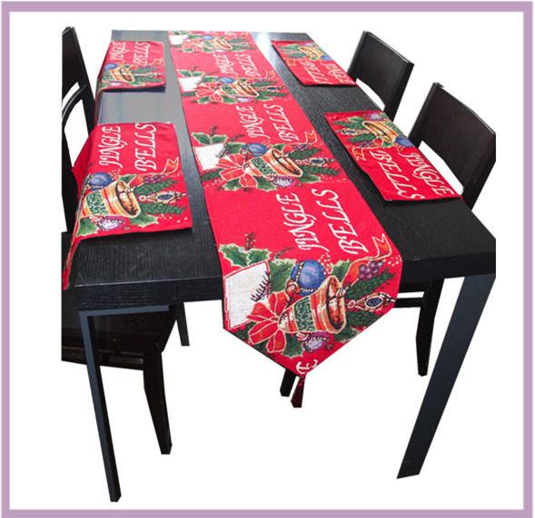 Red Unique Christmas Holiday Table Runners Place-mat set Christmas Jingle Bell Rectangle Table cloth Decorative Bed Runner