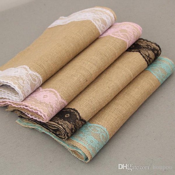 7 Colors 30*108cm Christmas Lace Jute Table Runners Linen Hessian Burlap Blanket Home Decor Wedding Party Decoration Kitchen Accessories